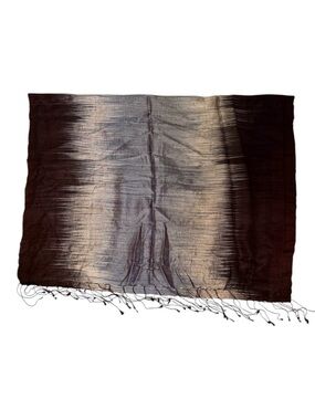 SPIRITHOUSE SCARF WRAP SILK GRADIENT OMBRE SILVER BLUE BLACK BROWN FRINGE